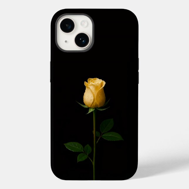 Svart 4 Luxe iPhone 14 Mate, Solbelyst Gul Ros (Baksida)