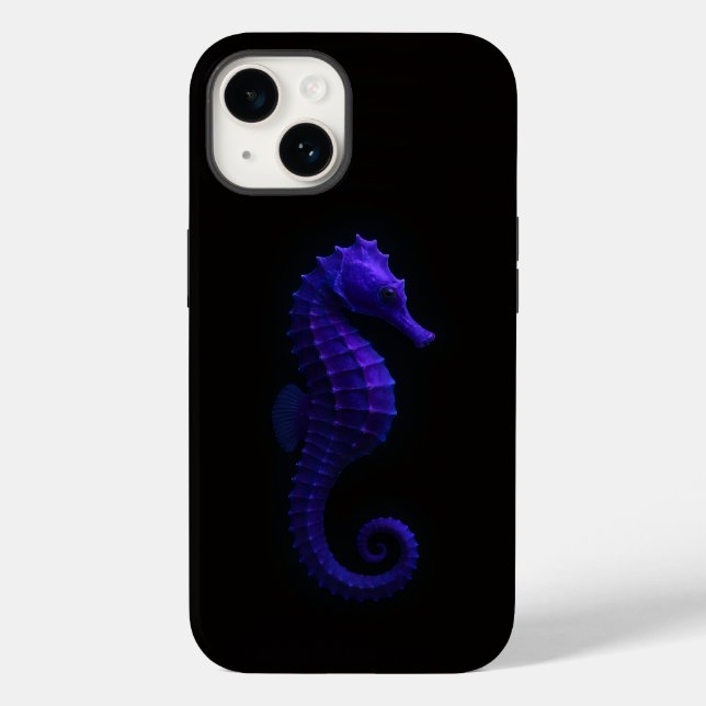 Svart 4 Luxe iPhone 14 Mate, Violett Sjöhäst (Baksida)
