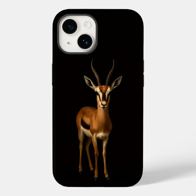 Svart 4 Luxe iPhone 14 skal, Elegant Gazella (Baksida)