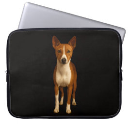 Svart 4 Luxe Laptopfodral, Elegant Basenji Hund Laptop Fodral