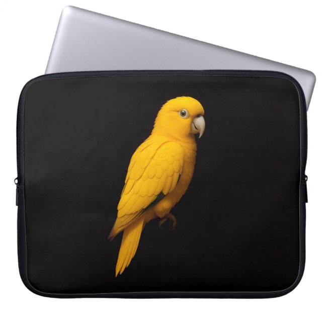 Svart 4 Luxe Laptopfodral, Guldrud Papagallo Laptop Fodral (Framsidan)