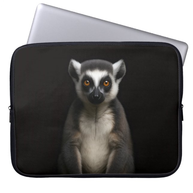 Svart 4 Luxe Laptopfodral, Skötsam Lemur Laptop Fodral (Framsidan)