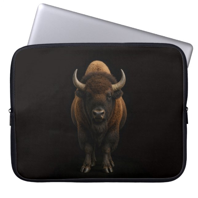Svart 4 Luxe laptopsleeve, Amerikansk bison Laptop Fodral (Framsidan)