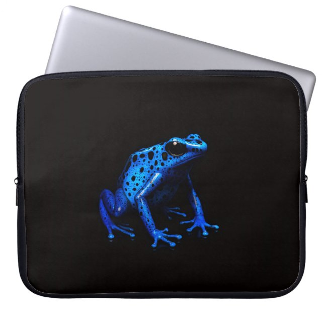 Svart 4 Luxe laptopsleeve, blå elektrisk groda Laptop Fodral (Framsidan)