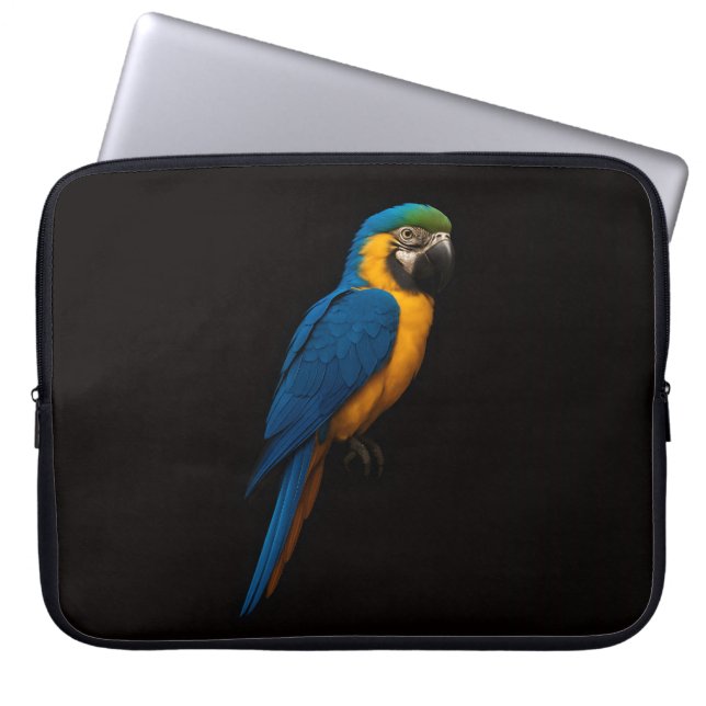 Svart 4 Luxe laptopsleeve, blå gul ara Laptop Fodral (Framsidan)