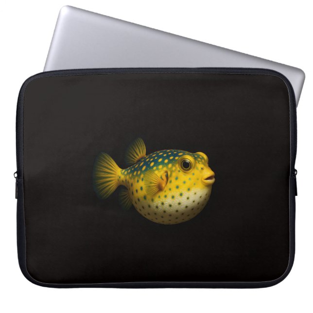 Svart 4 Luxe laptopsleeve, gul tryffelfisk Laptop Fodral (Framsidan)
