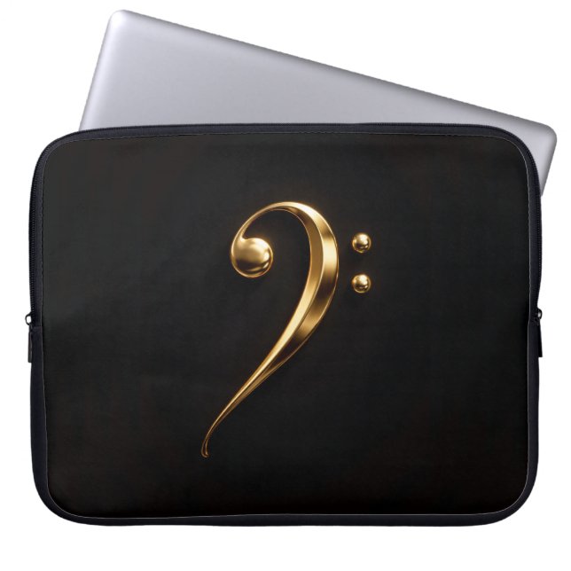 Svart 4 Luxe laptopsleeve, gyllene basklav Laptop Fodral (Framsidan)