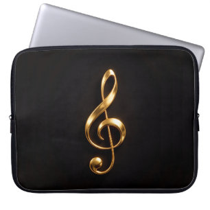 Svart 4 Luxe laptopsleeve, gyllene diskantnyckel Laptop Fodral