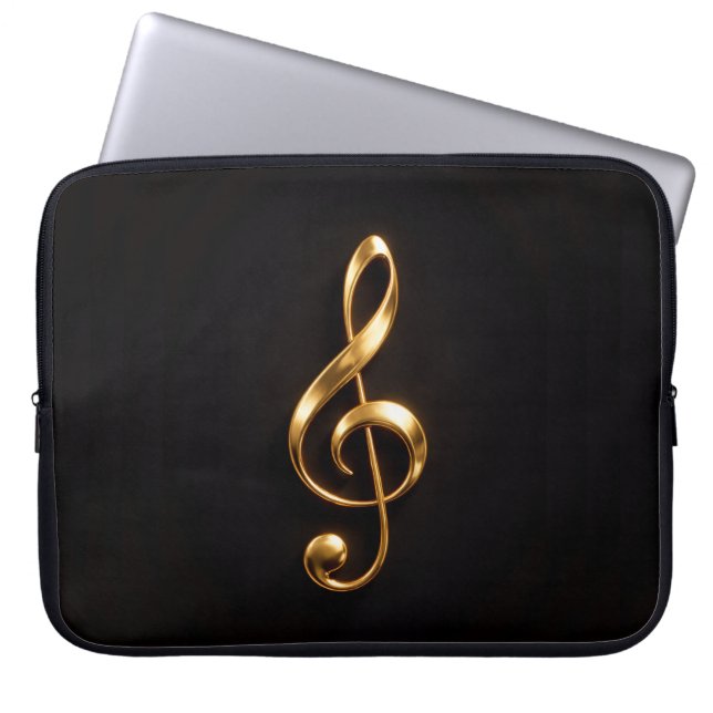 Svart 4 Luxe laptopsleeve, gyllene diskantnyckel Laptop Fodral (Framsidan)
