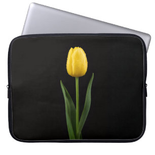 Svart 4 Luxe laptopsleeve, gyllene gul tulpan Laptop Fodral