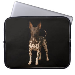 Svart 4 Luxe laptopsleeve, Hairless Terrier Hund Laptop Fodral