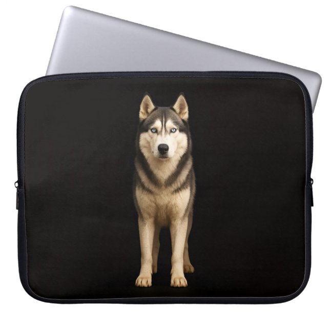 Svart 4 Luxe laptopsleeve, Icy Elite Husky Laptop Fodral (Framsidan)