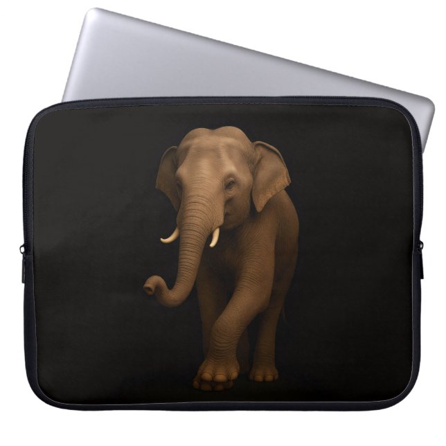 Svart 4 Luxe laptopsleeve, Indisk elefant Laptop Fodral (Framsidan)