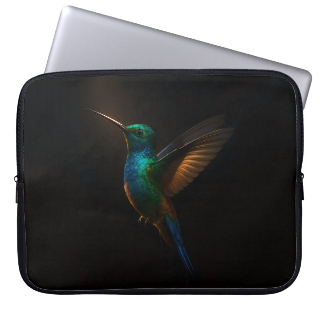 Svart 4 Luxe laptopsleeve, Kolibri under flygning Laptop Fodral (Framsidan)