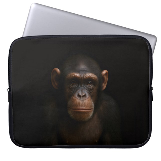 Svart 4 Luxe laptopsleeve, lugn schimpans Laptop Fodral (Framsidan)