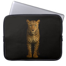 Svart 4 Luxe laptopsleeve, Majestätisk leopard