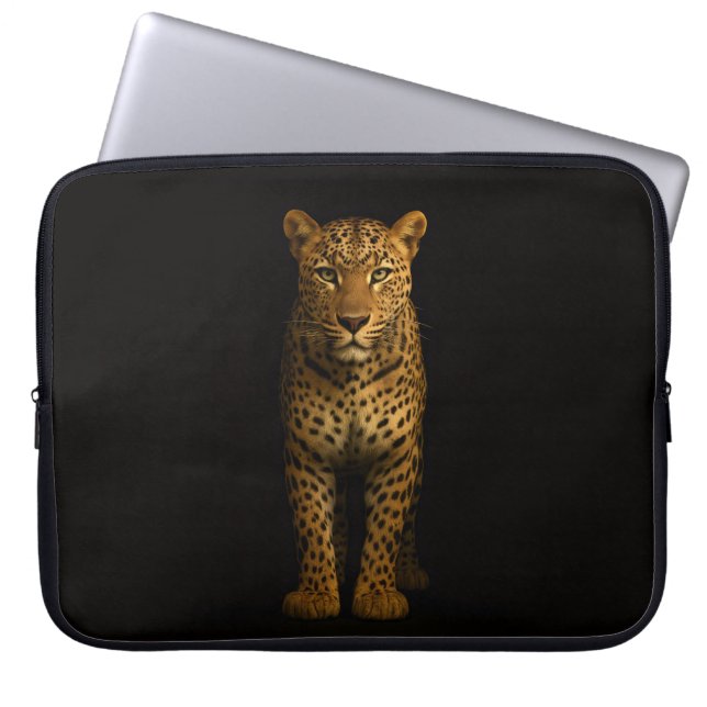 Svart 4 Luxe laptopsleeve, Majestätisk leopard Laptop Fodral (Framsidan)