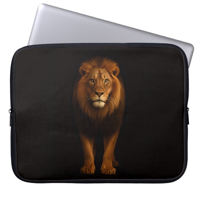 Svart 4 Luxe laptopsleeve, Majestätiskt Lejon Laptop Fodral (Framsidan)
