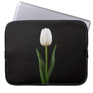 Svart 4 Luxe laptopsleeve, Pärlvit Tulpan Laptop Fodral