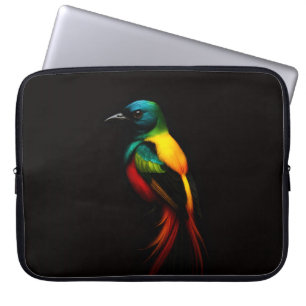 Svart 4 Luxe laptopsleeve, Regnbåge Tropisk Fågel Laptop Fodral
