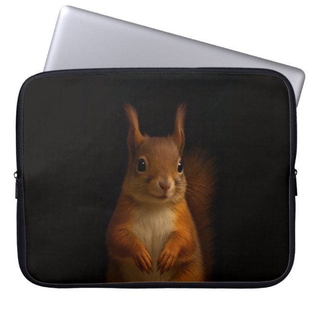 Svart 4 Luxe laptopsleeve, Röd ekorre Laptop Fodral (Framsidan)