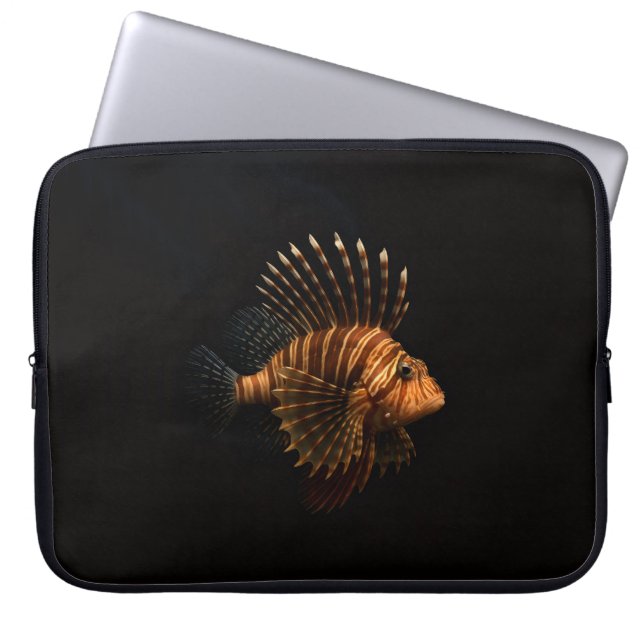 Svart 4 Luxe laptopsleeve, Röd Lejonfisk Laptop Fodral (Framsidan)