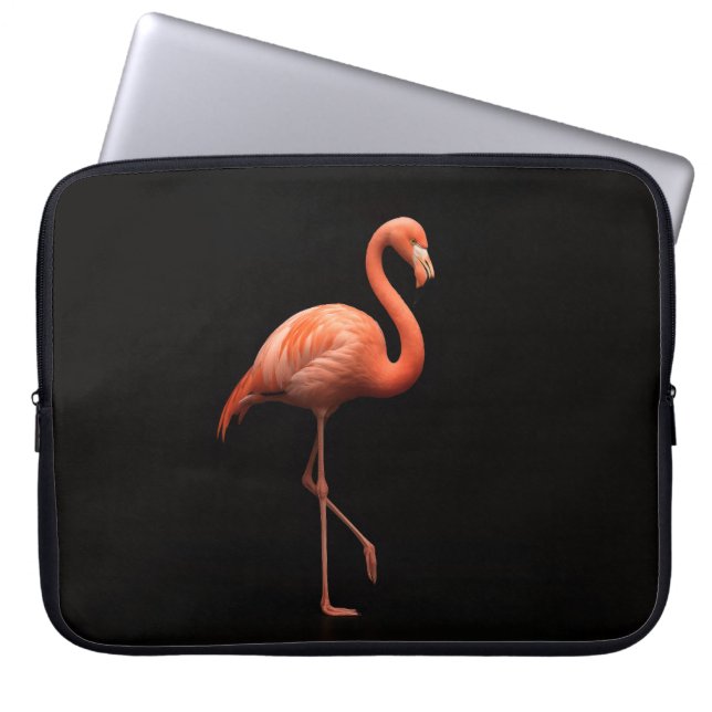 Svart 4 Luxe laptopsleeve, Rosa Flamingo Laptop Fodral (Framsidan)