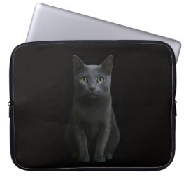 Svart 4 Luxe laptopsleeve, rysk blå katt Laptop Fodral