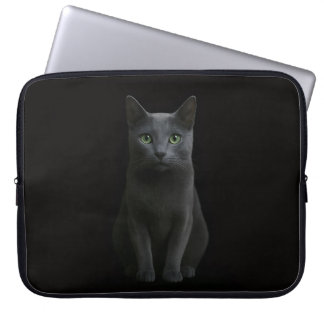 Svart 4 Luxe laptopsleeve, rysk blå katt Laptop Fodral