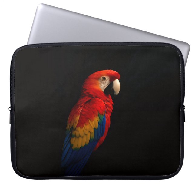 Svart 4 Luxe laptopsleeve, scharlakansröd papegoja Laptop Fodral (Framsidan)