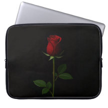Svart 4 Luxe laptopsleeve, Velvet röd ros
