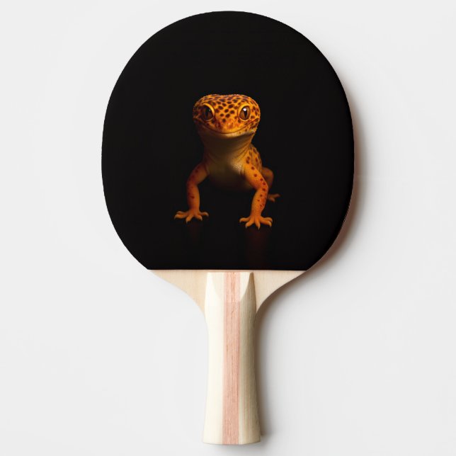 Svart 4 Luxe ping pong-paddle, Leopard Gecko Pingisracket (Framsidan)