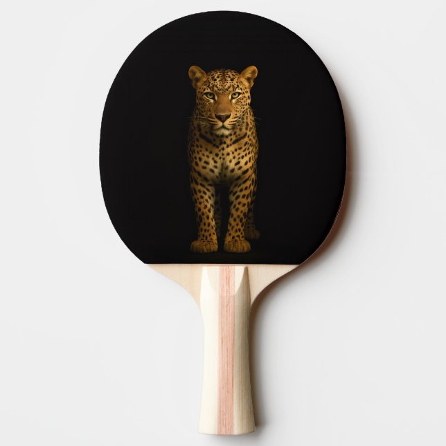Svart 4 Luxe ping pong-paddle, Majestätisk Leopard Pingisracket (Baksidan)