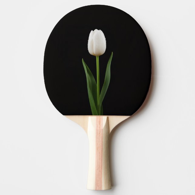 Svart 4 Luxe ping pong-paddle, Pärlvit Tulpan Pingisracket (Framsidan)