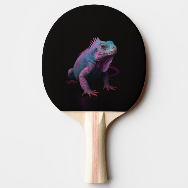 Svart 4 Luxe ping pong-paddle, Rosa Iguana Pingisracket (Baksidan)