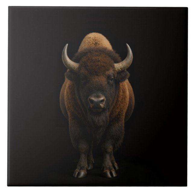 Svart 4 Luxe-platta med Amerikansk Bison Kakelplatta (Framsidan)