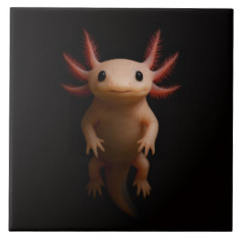 Svart 4 Luxe-platta med mexikansk axolotl Kakelplatta