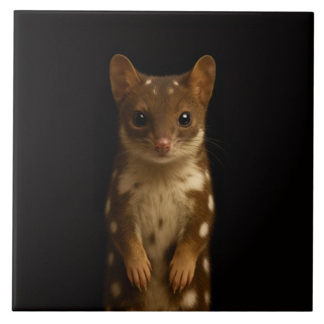 Svart 4 Luxe-platta med Söt Quoll Kakelplatta (Framsidan)