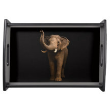 Svart 4 Luxe serveringsbrick, Mäktig Elefant