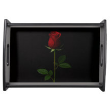 Svart 4 Luxe serveringsfat, Velvet Red Rose