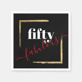 Svart 50-årsdag Fabulous Elegant Black & Guld Pappersservett