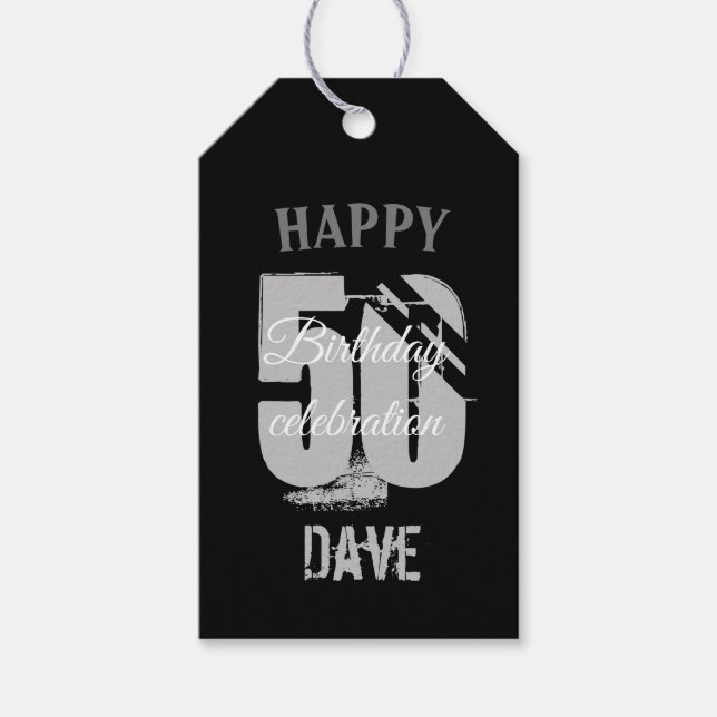 Svart 50-årsjubileum i alla åldrar, oavsett Tack Presentetikett (Framsidan)