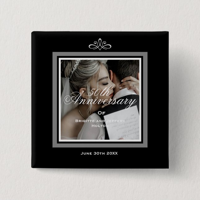 Svart 50:e årsdagen av bröllop knapp (Framsida)