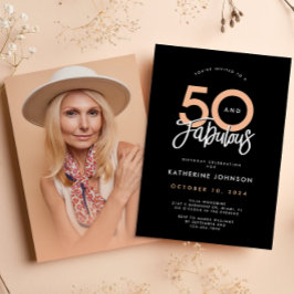 Svart 50 & Fabulous 50:e Födelsedagsfesten Inbjudningar