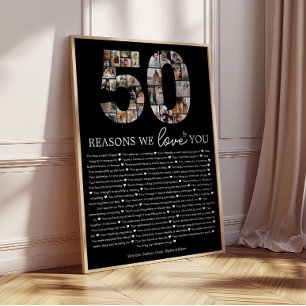 Svart 50 skäl vi älskar dig minnessgåva poster