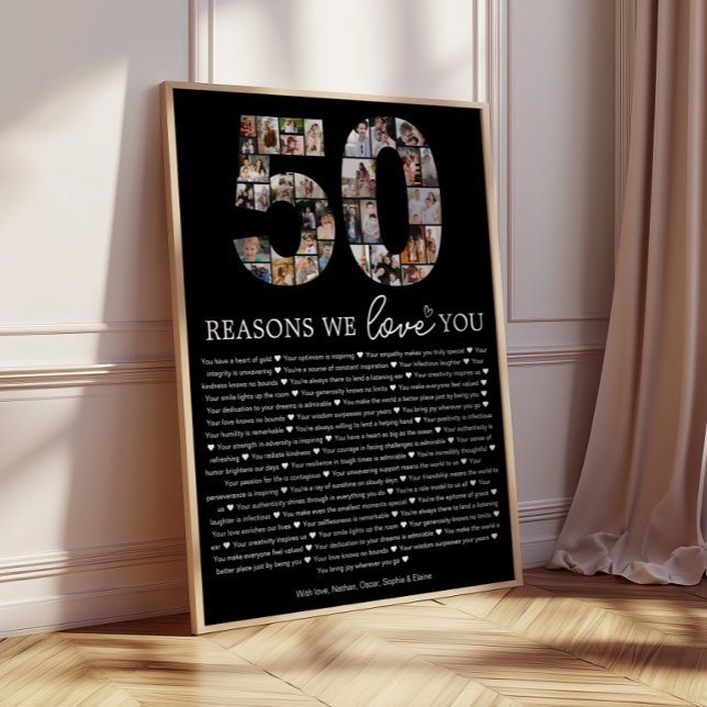 Svart 50 skäl vi älskar dig minnessgåva poster (Skapare uppladdad)