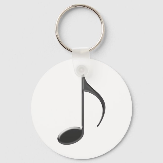 Svart 8th Music Note Nyckelring (Framsida)