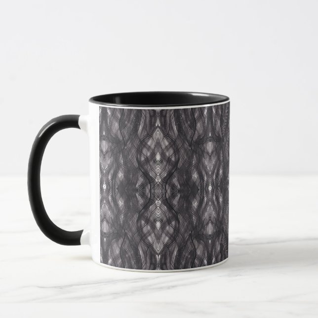 Svart Abstrakt Akvarellkonst Mugg (Vänster)