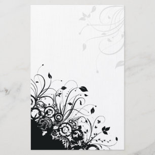 Svart Abstrakt Art Blommigt Stationery Brevpapper