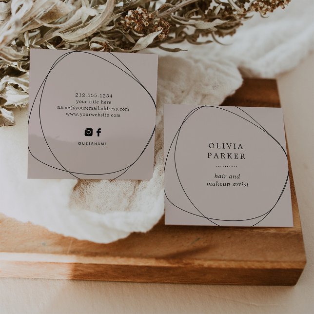 Svart Abstrakt Circle | NEUTRALT RO Fyrkantigt Visitkort (Skapare uppladdad)